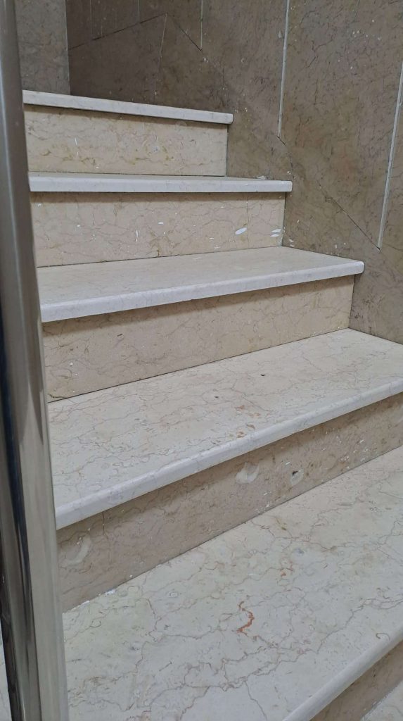 stair red line cream marble